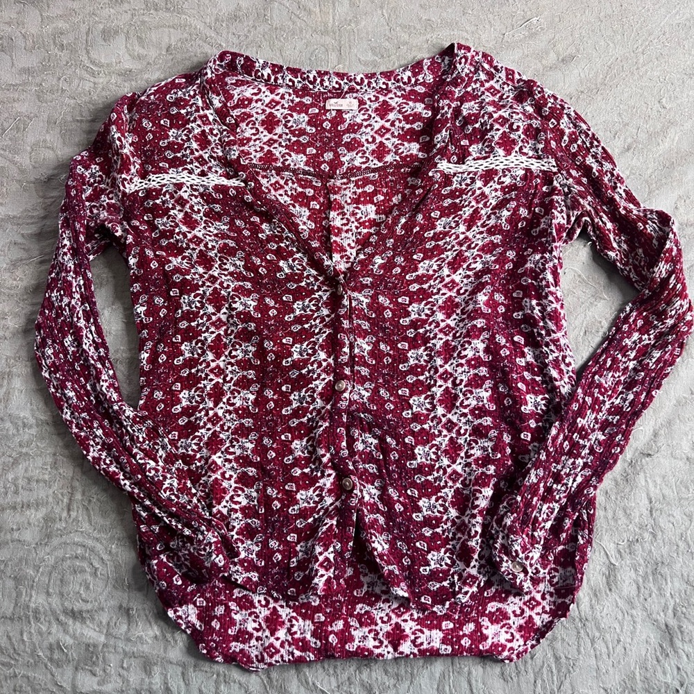 Hollister Women’s Boho Long Sleeve Top Size XS 100% Viscose Cottagecore Indie